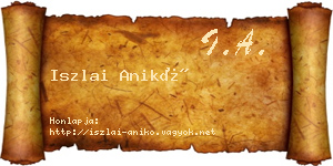 Iszlai Anikó névjegykártya